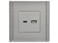 FORTE&PIANO Розетка USB A+C 3,1А FP550 сталь IEK