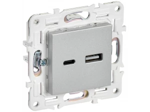 SKANDY Розетка USB A+C 3,1А SK-R14S серебряный IEK