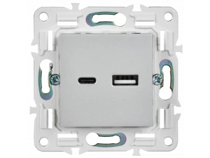 SKANDY Розетка USB A+C 3,1А SK-R14S серебряный IEK