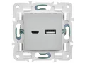SKANDY Розетка USB A+C 3,1А SK-R14S серебряный IEK