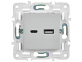 SKANDY Розетка USB A+C 3,1А SK-R14S серебряный IEK