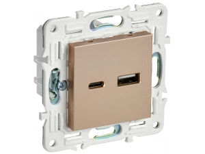 SKANDY Розетка USB A+C 18Вт SK-R13Sa песочный IEK