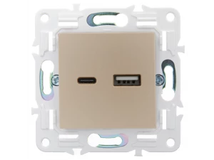 SKANDY Розетка USB A+C 3,1А SK-R14Sh шампань IEK