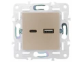 SKANDY Розетка USB A+C 3,1А SK-R14Sh шампань IEK