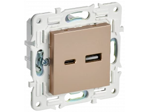 SKANDY Розетка USB A+C 3,1А SK-R14Sa песочный IEK
