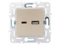 SKANDY Розетка USB A+C 3,1А SK-R14Sa песочный IEK