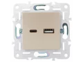 SKANDY Розетка USB A+C 3,1А SK-R14Sa песочный IEK