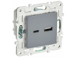 SKANDY Розетка USB A+C 18Вт SK-R13Gr серый IEK