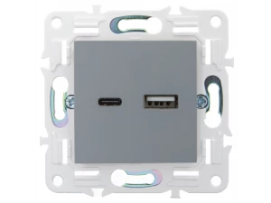 SKANDY Розетка USB A+C 18Вт SK-R13Gr серый IEK