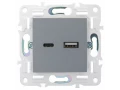 SKANDY Розетка USB A+C 18Вт SK-R13Gr серый IEK