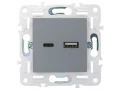 SKANDY Розетка USB A+C 18Вт SK-R13Gr серый IEK
