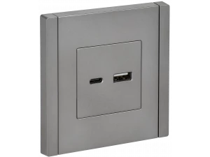 FORTE&PIANO Розетка USB A+C 18Вт FP551 сталь ИЭК
