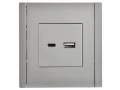 FORTE&PIANO Розетка USB A+C 18Вт FP551 сталь ИЭК