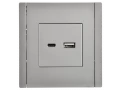 FORTE&PIANO Розетка USB A+C 18Вт FP551 сталь ИЭК