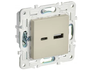 SKANDY Розетка USB A+C 3,1А SK-R14B бежевый IEK