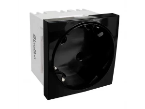 Розетка одинарная 33° с заземляющим контактом, 250 В, 16A 45*45, черная Shelbi SS45-33-B