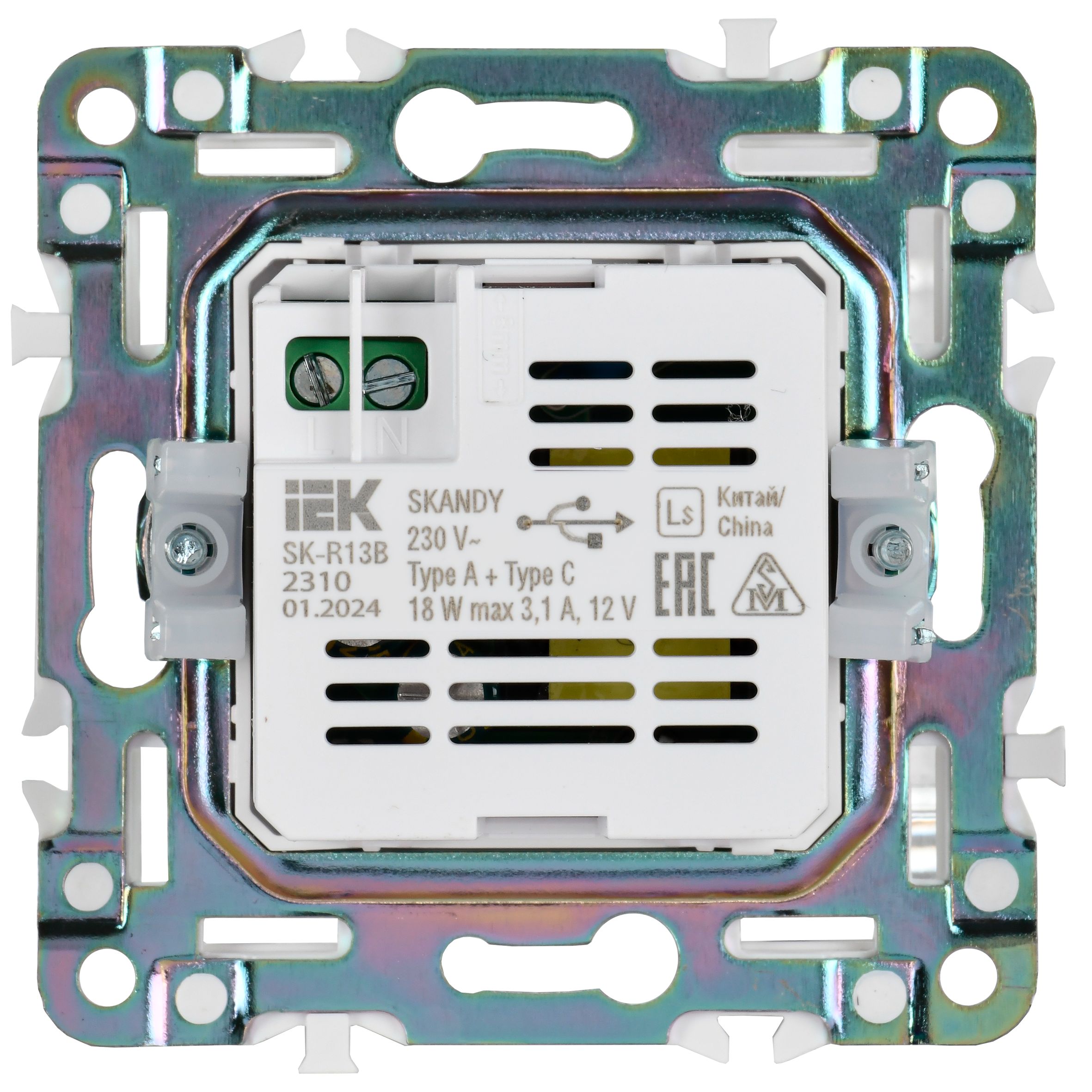 SKANDY Розетка USB A+C 18Вт SK-R13B бежевый IEK