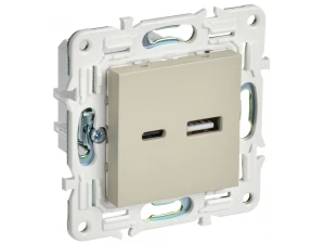 SKANDY Розетка USB A+C 18Вт SK-R13B бежевый IEK