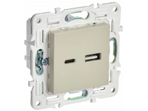 SKANDY Розетка USB A+C 18Вт SK-R13B бежевый IEK