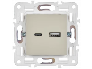 SKANDY Розетка USB A+C 18Вт SK-R13B бежевый IEK