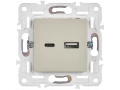 SKANDY Розетка USB A+C 18Вт SK-R13B бежевый IEK
