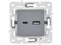 SKANDY Розетка USB A+C 3,1А SK-R14Gr серый IEK