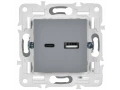 SKANDY Розетка USB A+C 3,1А SK-R14Gr серый IEK
