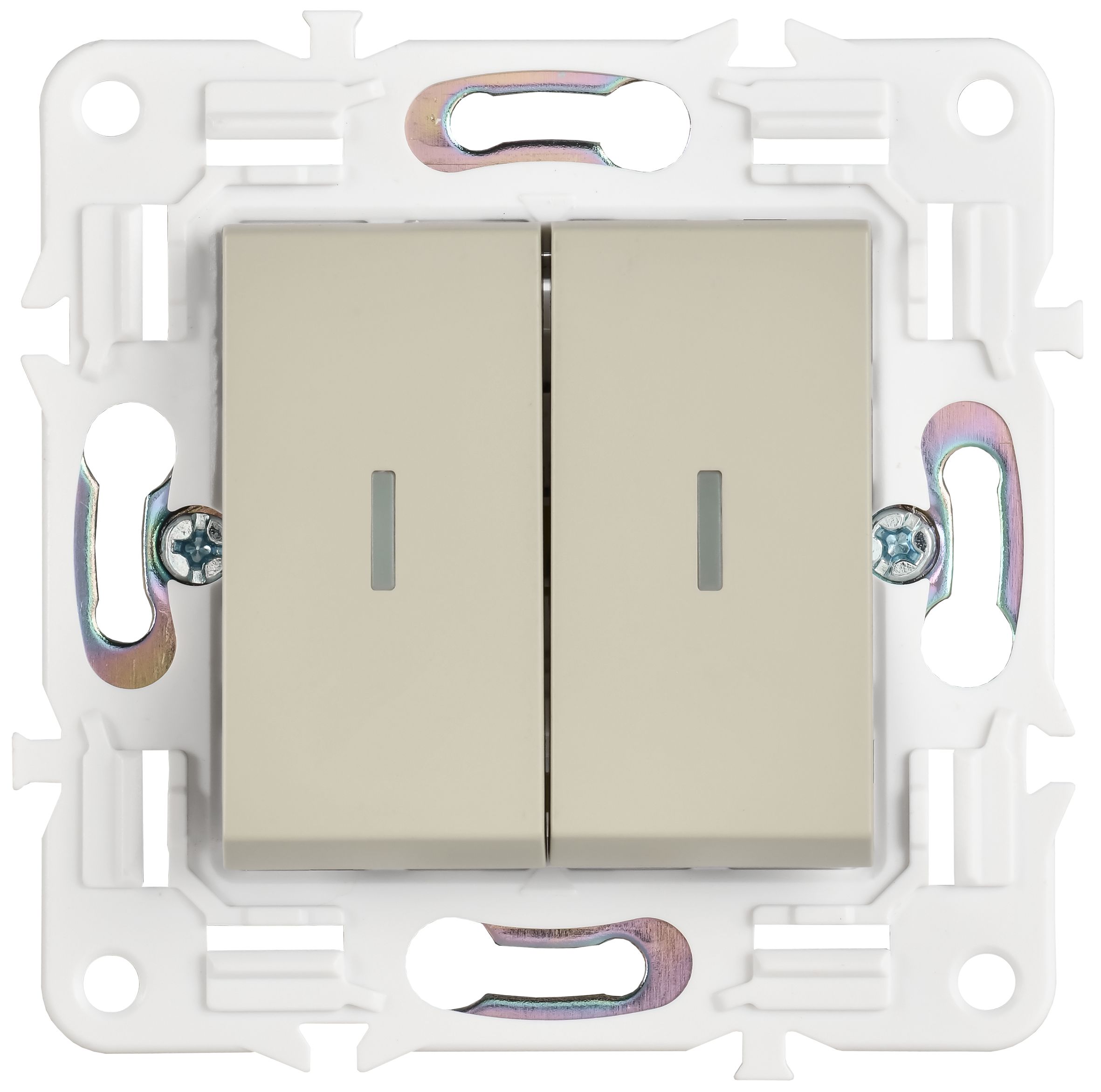 SKANDY Выключатель 2-клавишный проходной с индикацией 10А SK-V10B бежевый IEK