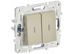 SKANDY Выключатель 2-клавишный проходной с индикацией 10А SK-V10B бежевый IEK