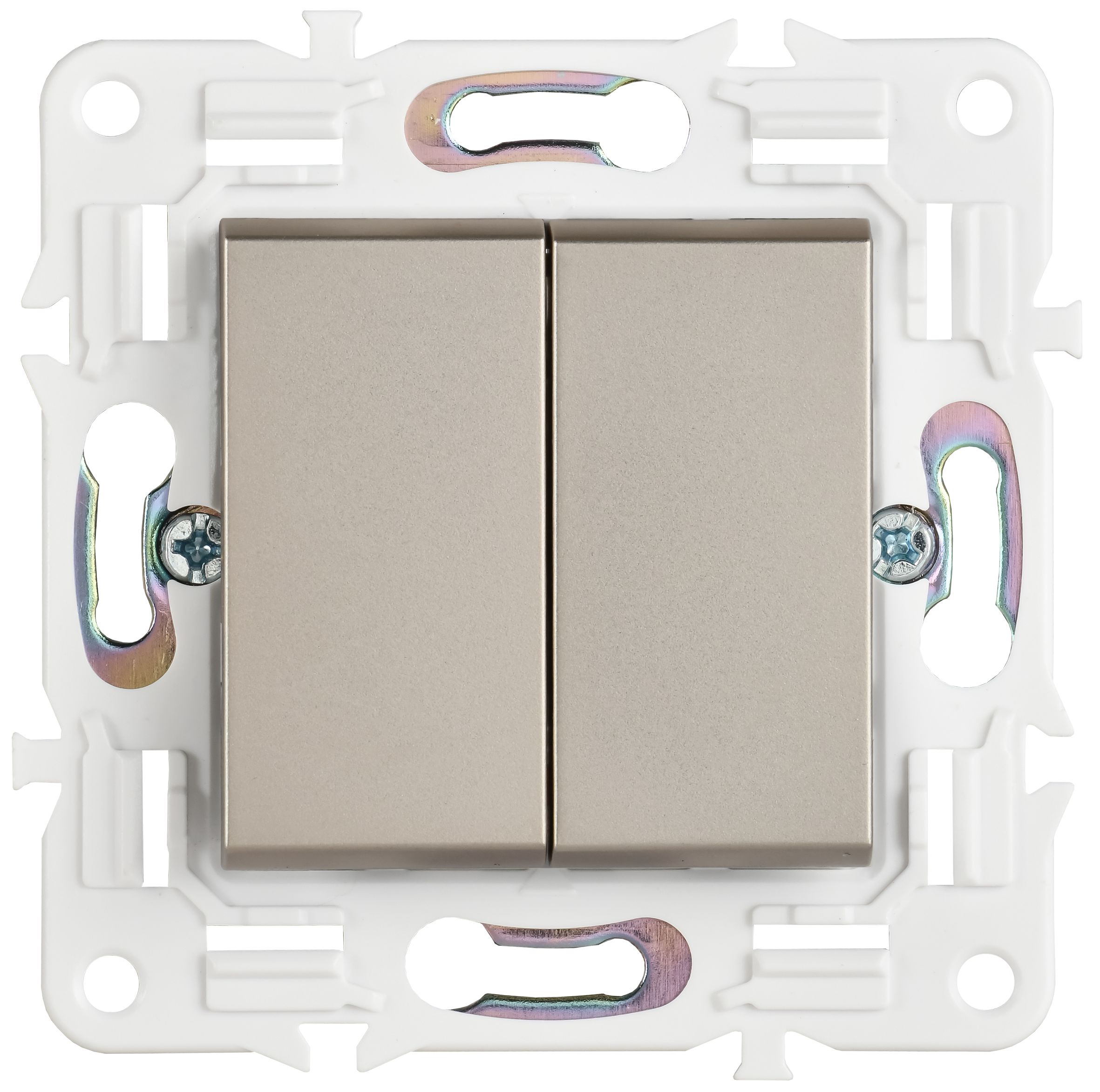 SKANDY Выключатель 2-клавишный проходной 10А SK-V05Sh шампань IEK