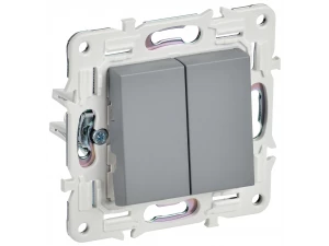 SKANDY Выключатель 2-клавишный проходной 10А SK-V05Gr серый IEK