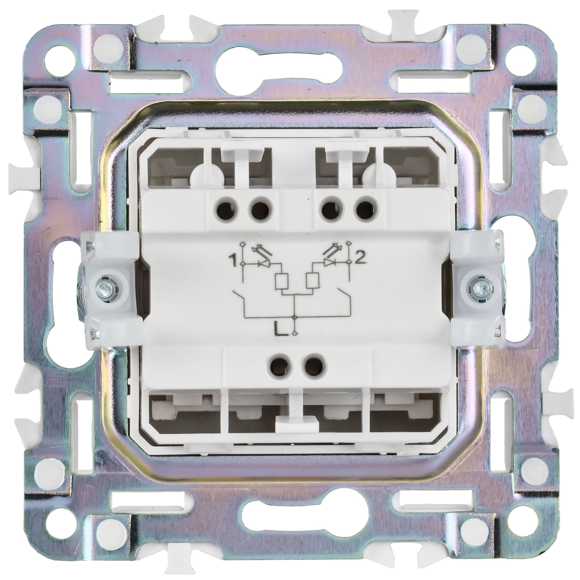 SKANDY Выключатель 2-клавишный с индикацией 10А SK-V09S серебряный IEK