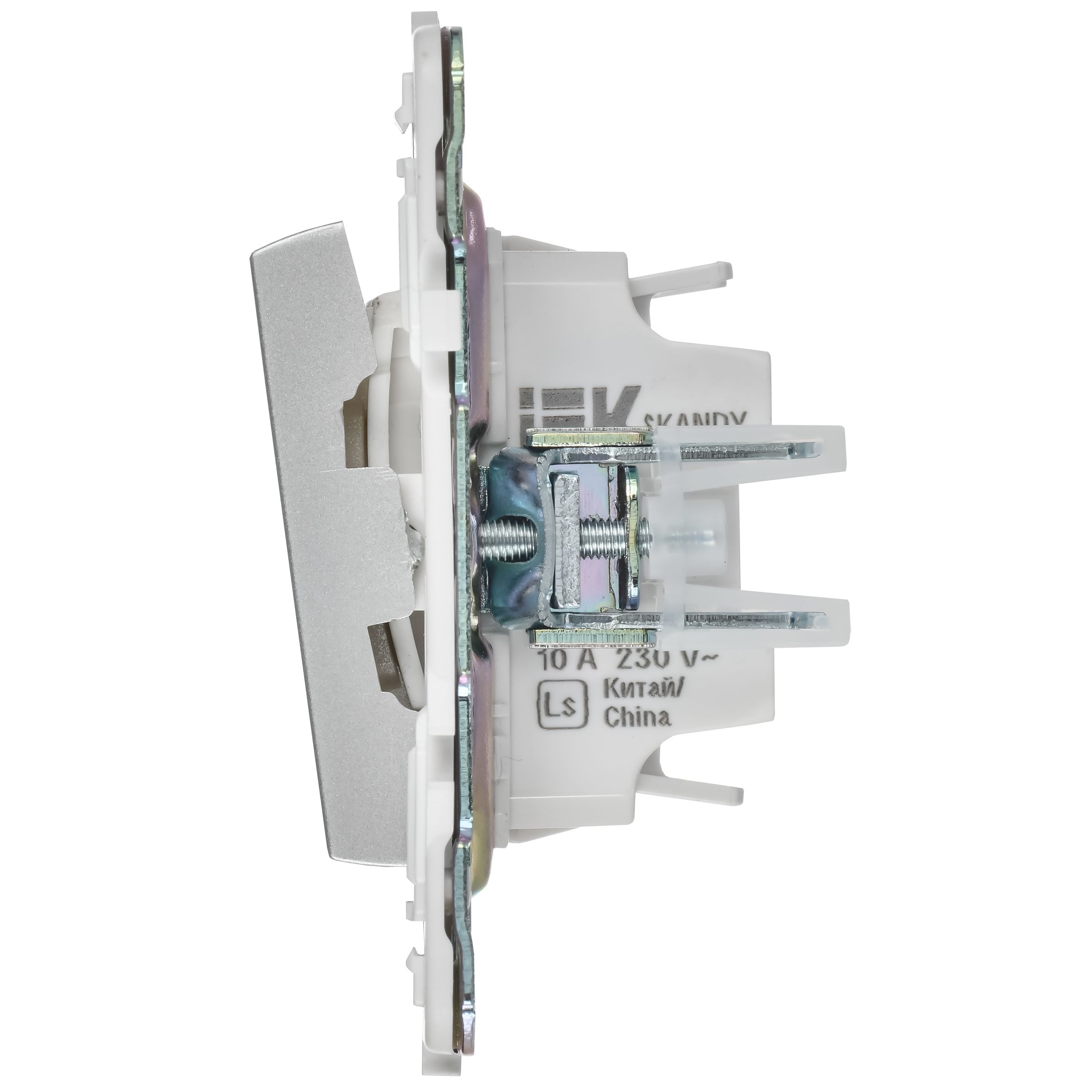 SKANDY Выключатель 2-клавишный с индикацией 10А SK-V09S серебряный IEK