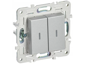 SKANDY Выключатель 2-клавишный с индикацией 10А SK-V09S серебряный IEK