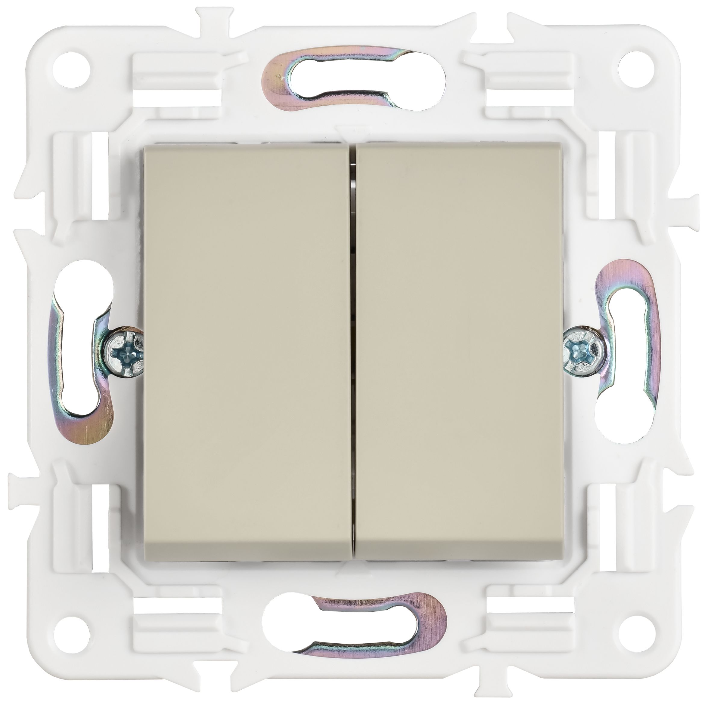 SKANDY Выключатель 2-клавишный проходной 10А SK-V05B бежевый IEK