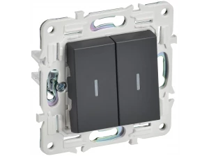 SKANDY Выключатель 2-клавишный с индикацией 10А SK-V09T титан IEK