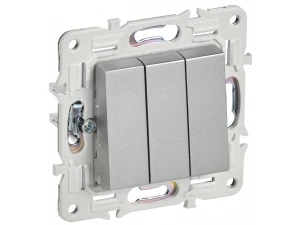 SKANDY Выключатель 3-клавишный 10А SK-V11S серебряный IEK