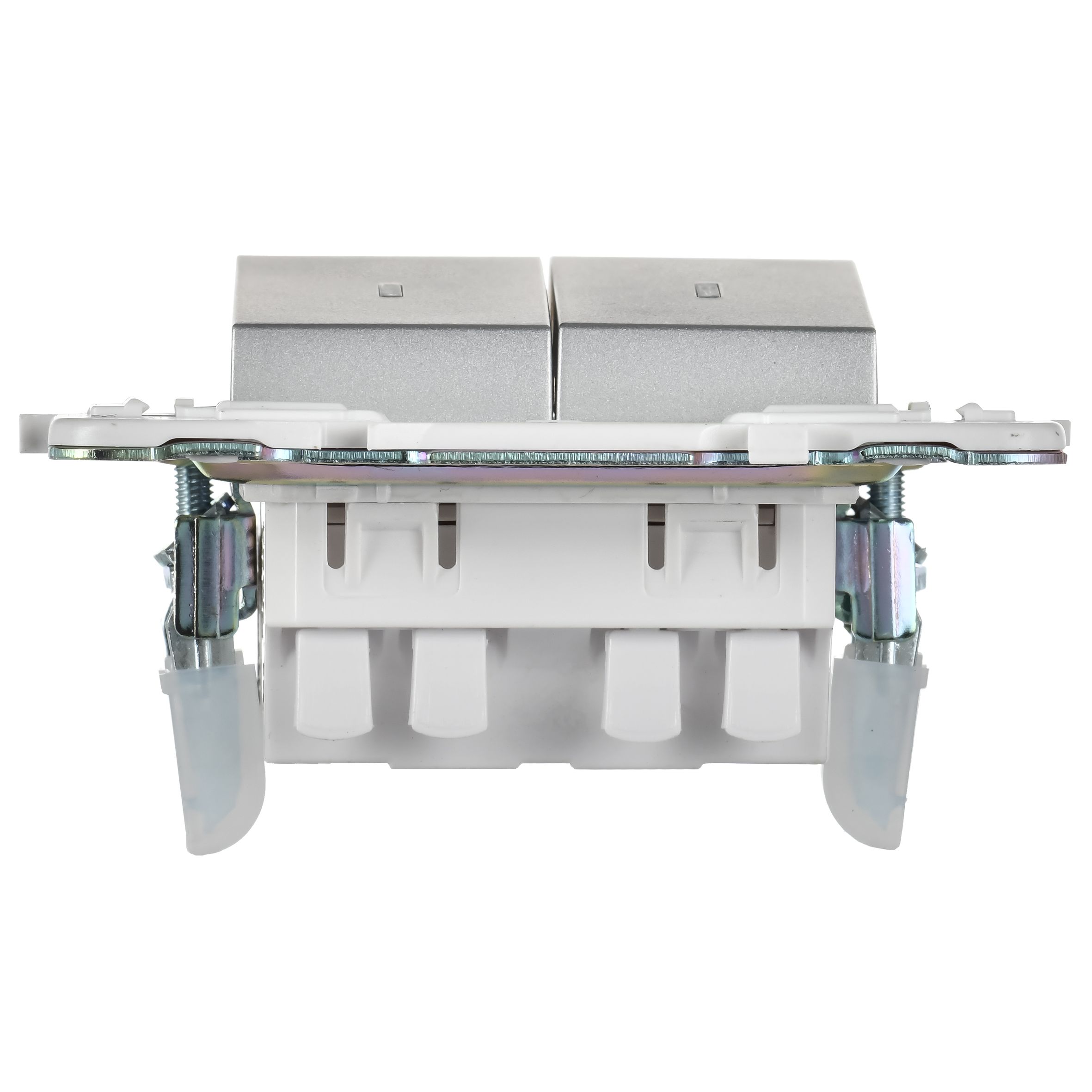 SKANDY Выключатель 2-клавишный проходной с индикацией 10А SK-V10S серебряный IEK