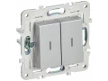 SKANDY Выключатель 2-клавишный проходной с индикацией 10А SK-V10S серебряный IEK