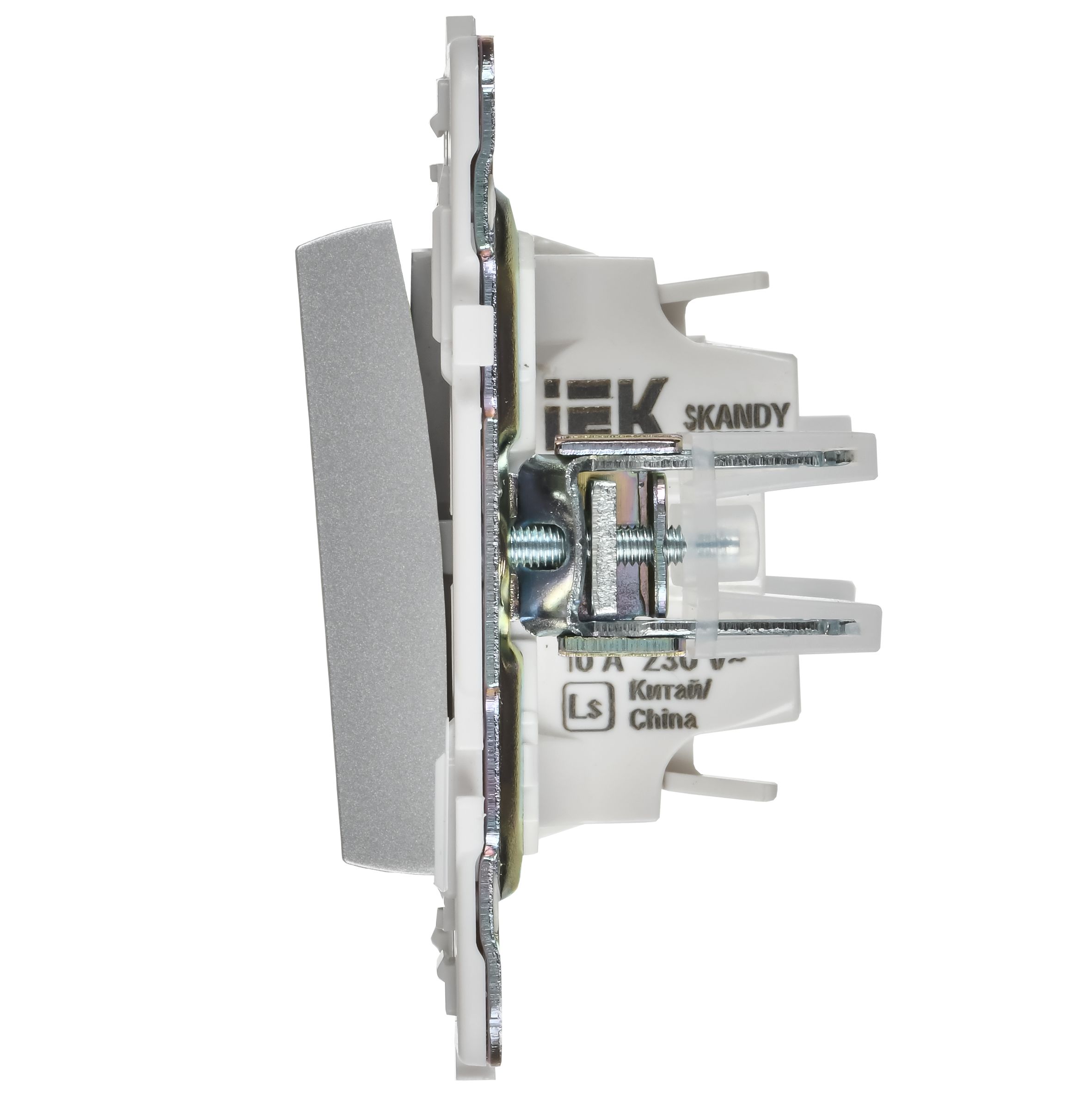 SKANDY Выключатель 1-клавишный с индикацией 10А SK-V07S серебряный IEK