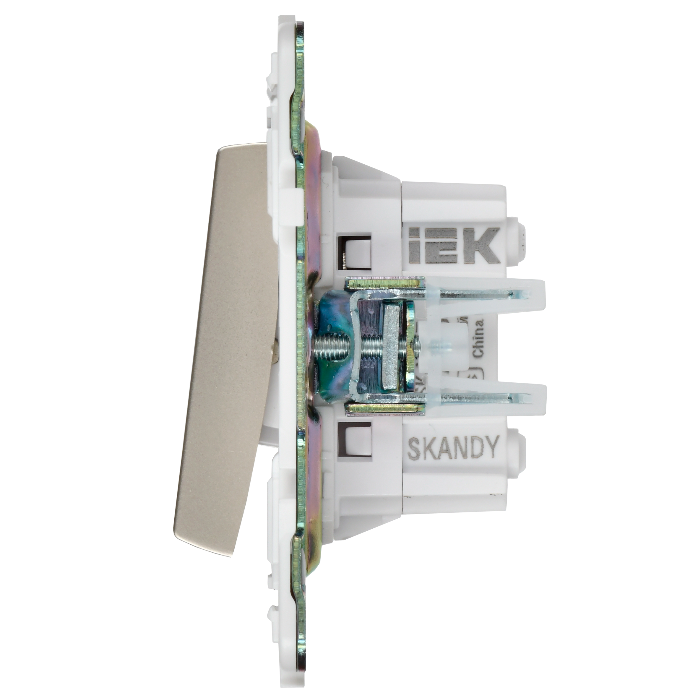 SKANDY Выключатель 2-клавишный перекрестный 10А SK-V06Sh шампань IEK