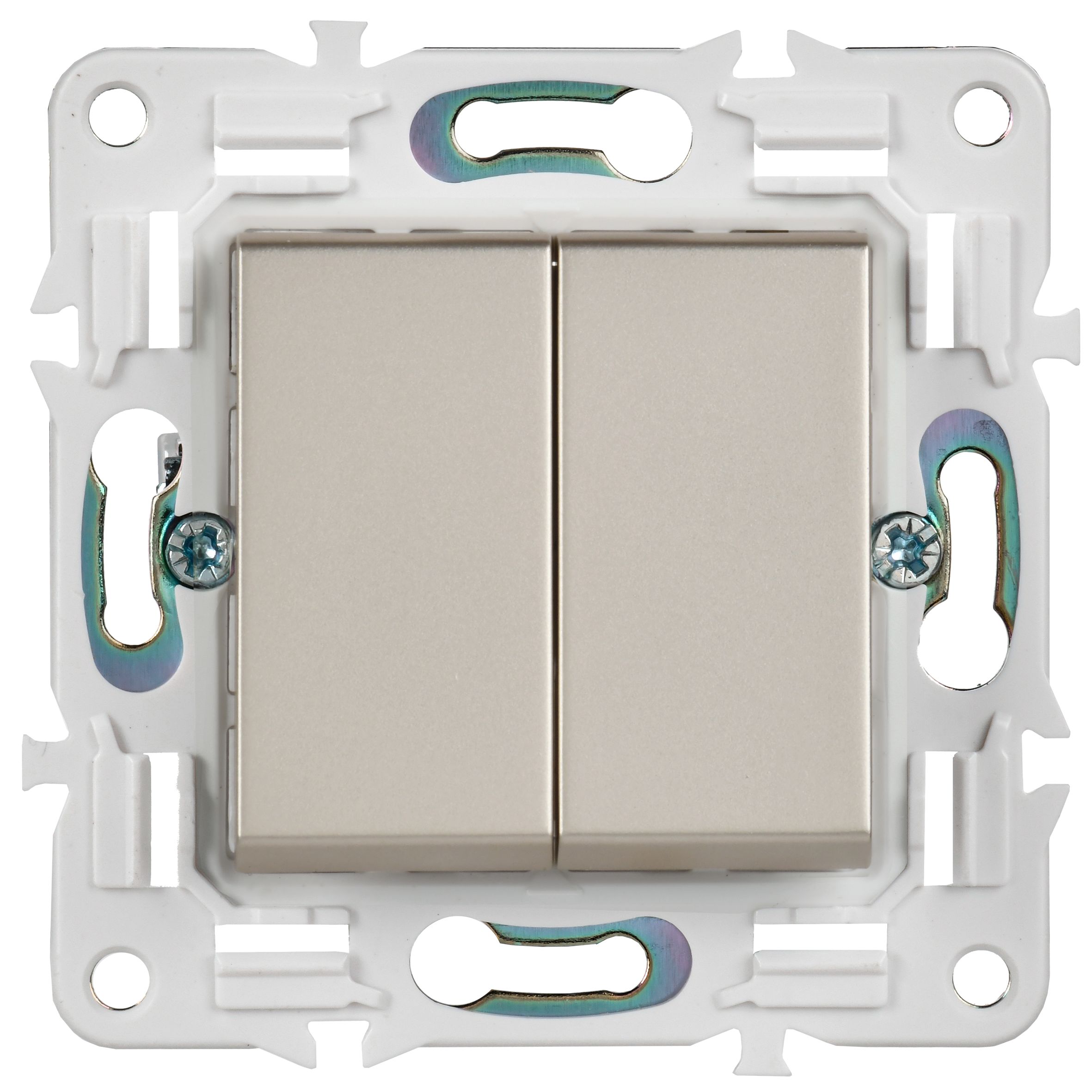 SKANDY Выключатель 2-клавишный перекрестный 10А SK-V06Sh шампань IEK