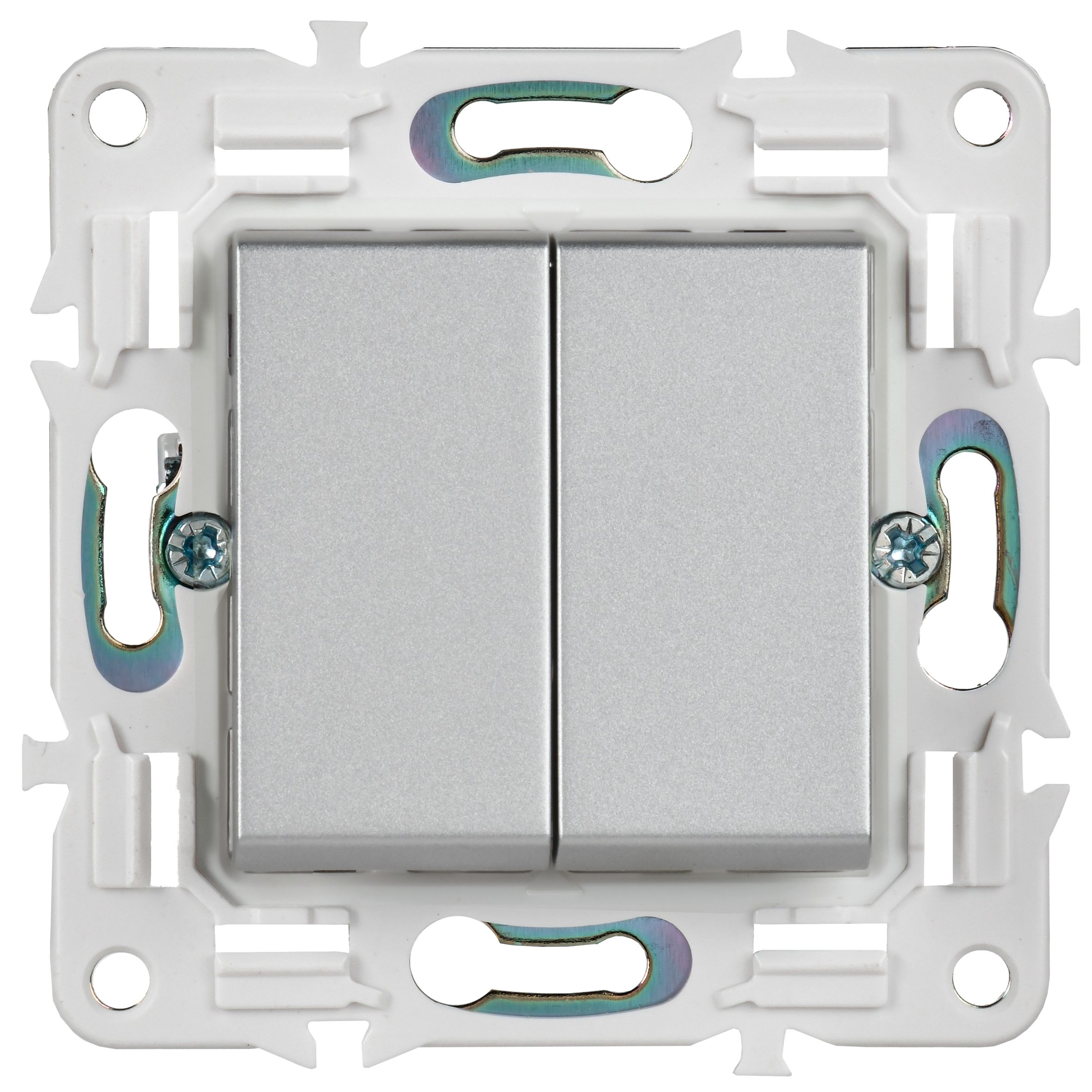 SKANDY Выключатель 2-клавишный перекрестный 10А SK-V06S серебряный IEK