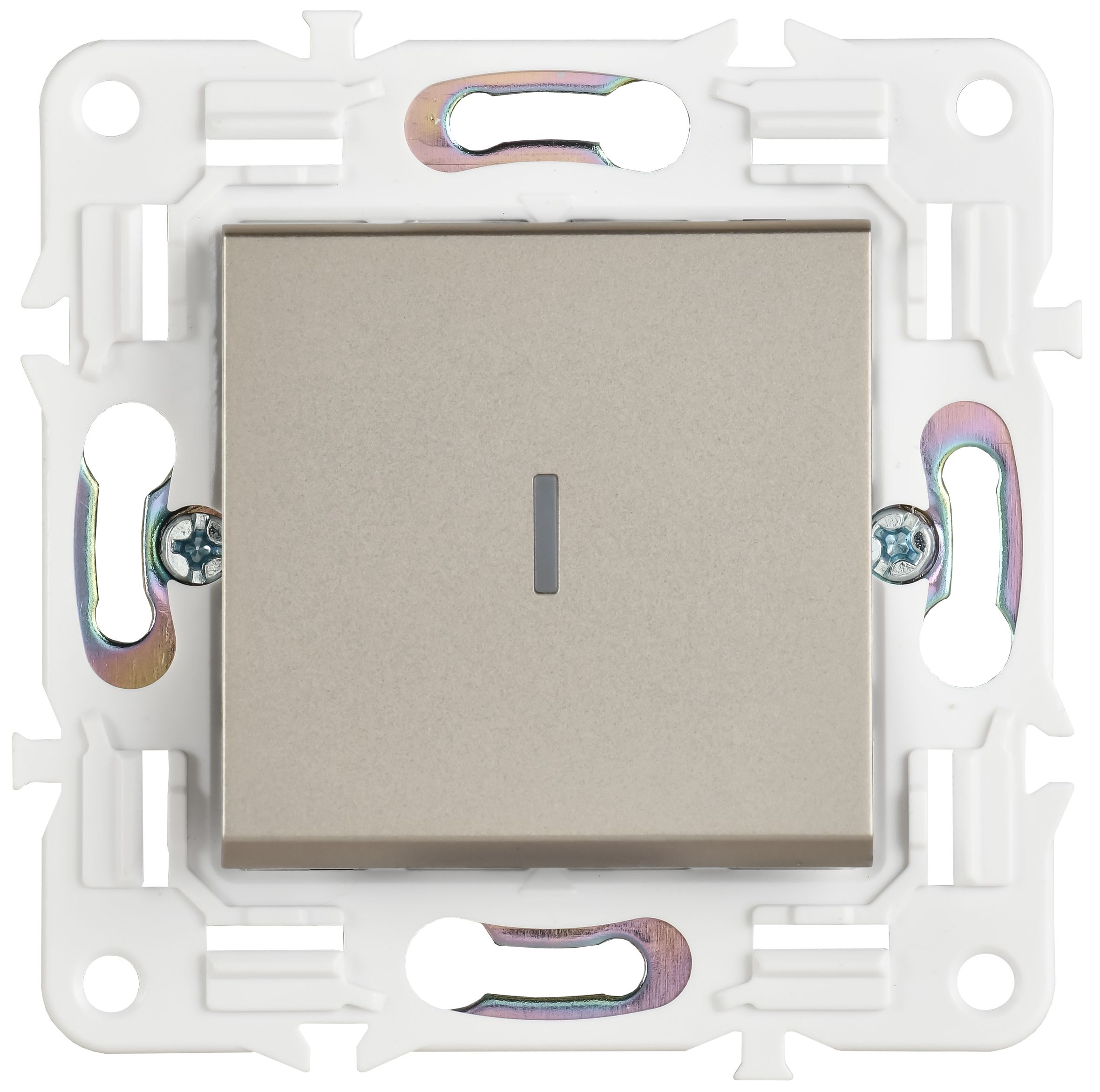 SKANDY Выключатель 1-клавишный проходной с индикацией 10А SK-V08Sh шампань IEK