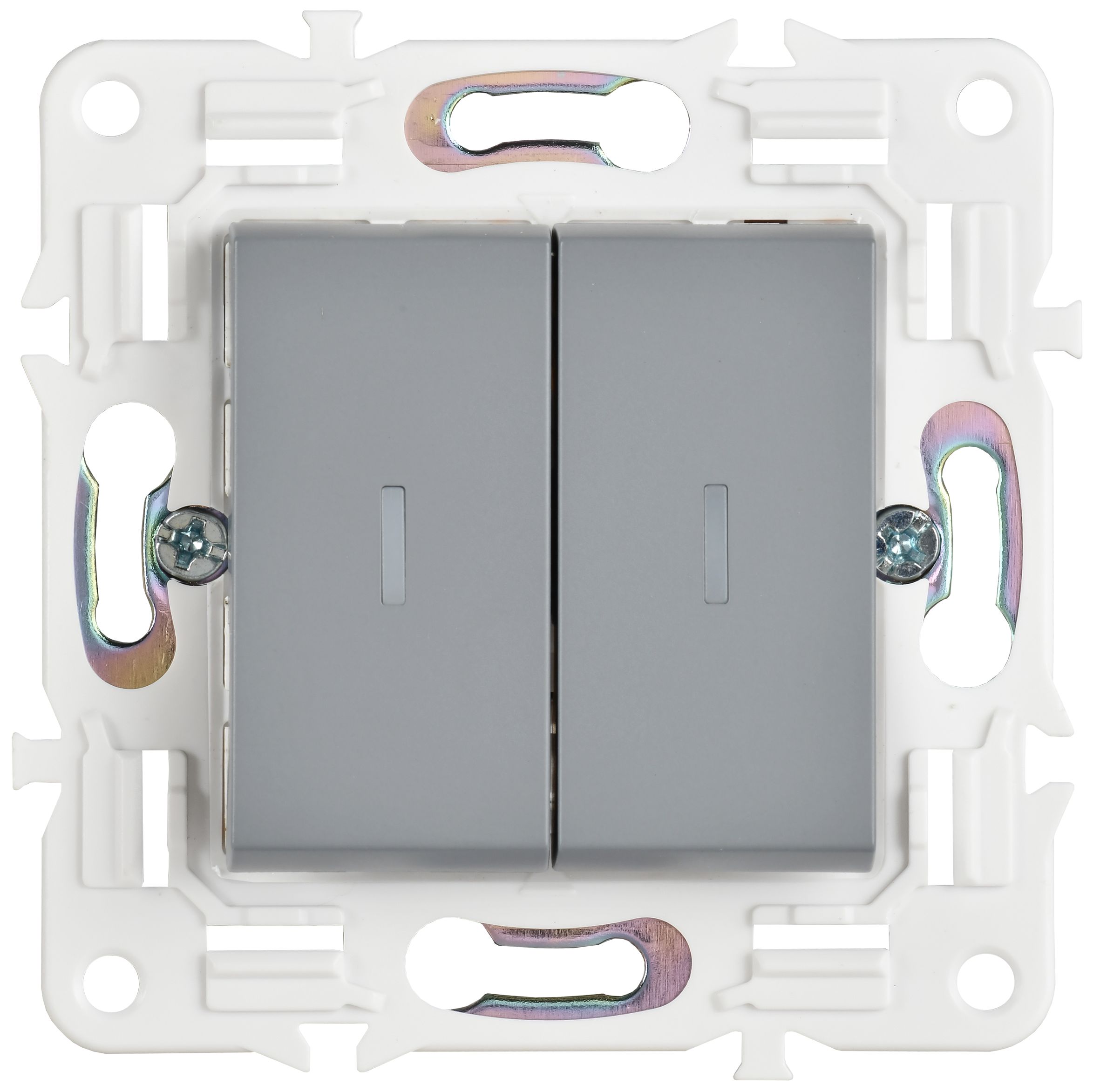 SKANDY Выключатель 2-клавишный проходной с индикацией 10А SK-V10Gr серый IEK