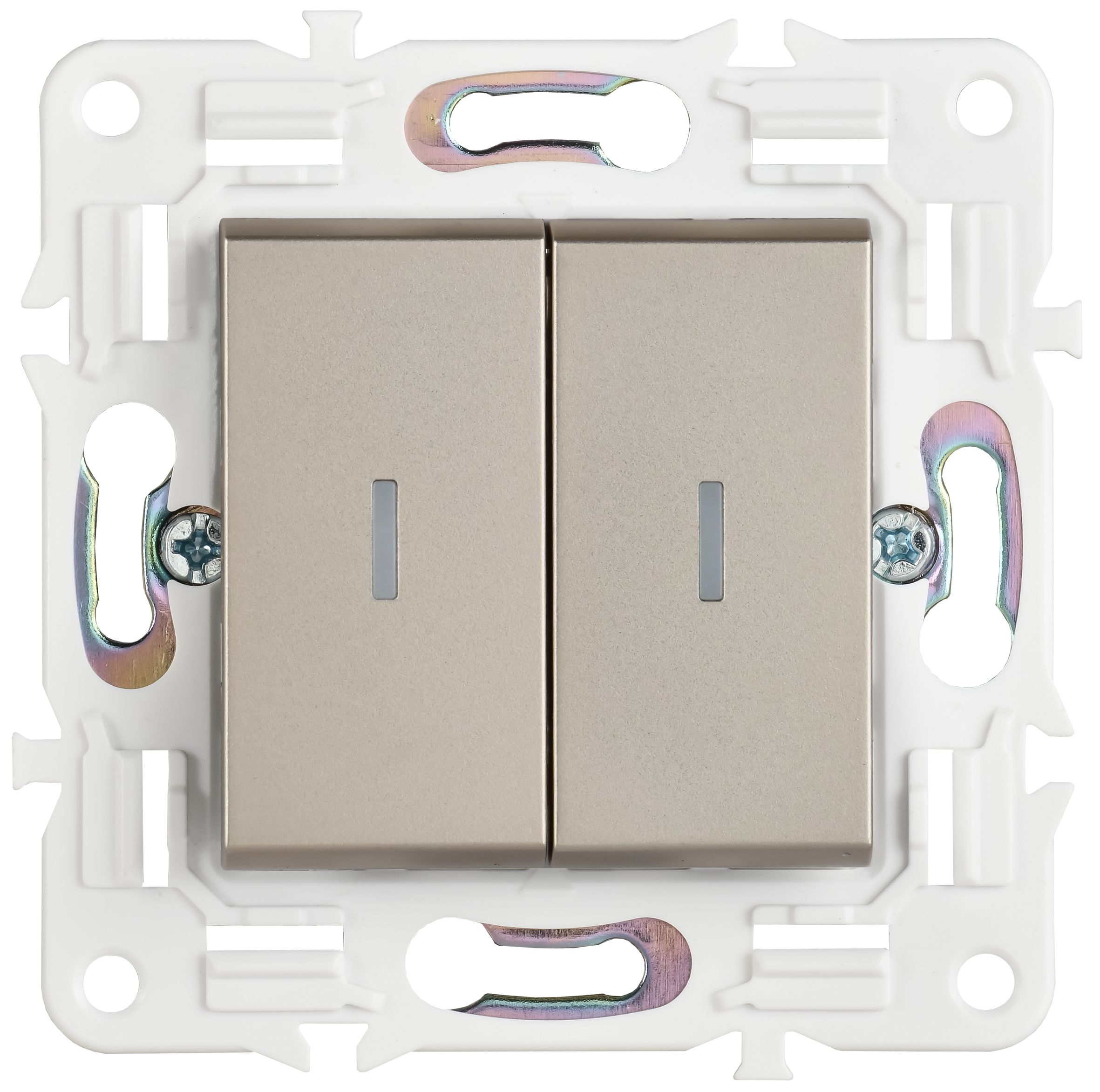 SKANDY Выключатель 2-клавишный проходной с индикацией 10А SK-V10Sh шампань IEK