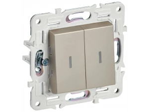 SKANDY Выключатель 2-клавишный проходной с индикацией 10А SK-V10Sh шампань IEK