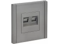 FORTE&PIANO Розетка компьютерная двойная RJ45 кат.5E FP533 сталь IEK