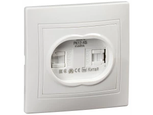 KVARTA Розетка 2-местная компьютерная RJ45 кат.5е РК12-КБ белый IEK