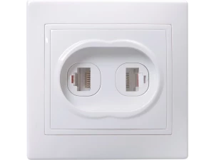 KVARTA Розетка 2-местная RJ11+RJ45 кат.5е РК/Т12-КБ белый IEK